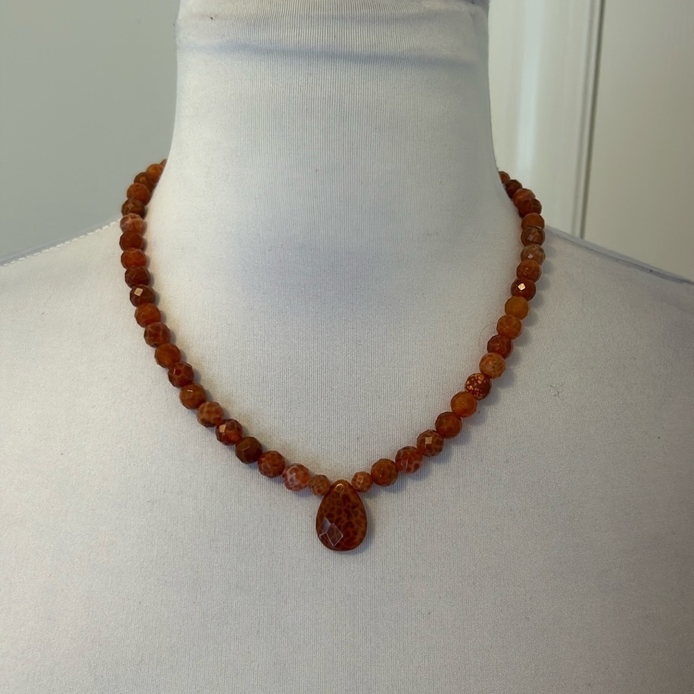 Rust Color Carnelian Beaded Necklace